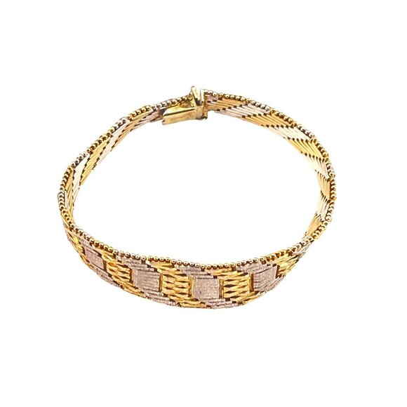 Milor Two Tone Gold Vermeil Silver Bracelet With Intricate Woven Design - Picture 5 of 8